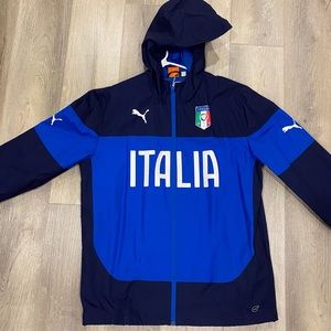 Puma Italia Windbreaker Features full zip and hood.